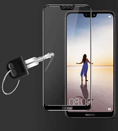 Huawei P20 Ekranı Tam Kaplayan Düz Cam Koruyucu