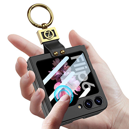 Galaxy Z Flip 6 Kılıf Z Harfli Yüzüklü Kıpta Kılıf