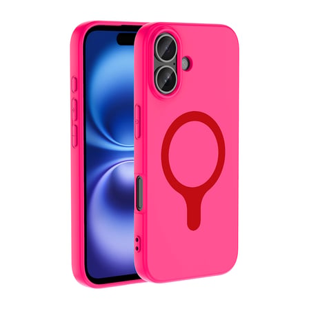 iPhone 16 Kılıf M-Safe Şarj Özellikli Aris Silikon Kılıf Koyu Pembe