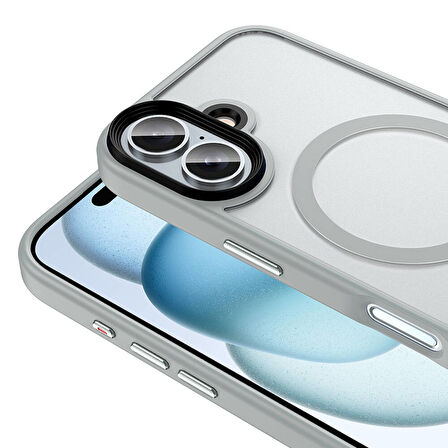 iPhone 16 Kılıf Mat Arka Yüzey Wireless Şarj Özellikli Flet Magsafe Kılıf