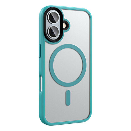 iPhone 16 Kılıf Mat Arka Yüzey Wireless Şarj Özellikli Flet Magsafe Kılıf