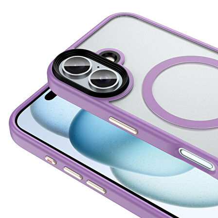 iPhone 16 Kılıf Mat Arka Yüzey Wireless Şarj Özellikli Flet Magsafe Kılıf