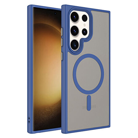 Galaxy S23 Ultra Kılıf Mat Arka Yüzey Wireless Şarj Özellikli Flet Magsafe Kılıf