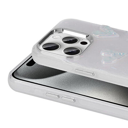 iPhone 15 Pro Kılıf Kabartma Figürlü Parlak Eralli Silikon Kılıf