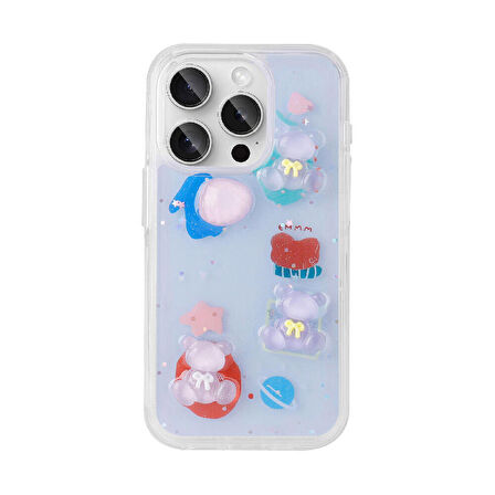 iPhone 15 Pro Kılıf Kabartma Figürlü Parlak Minimini Silikon Kılıf