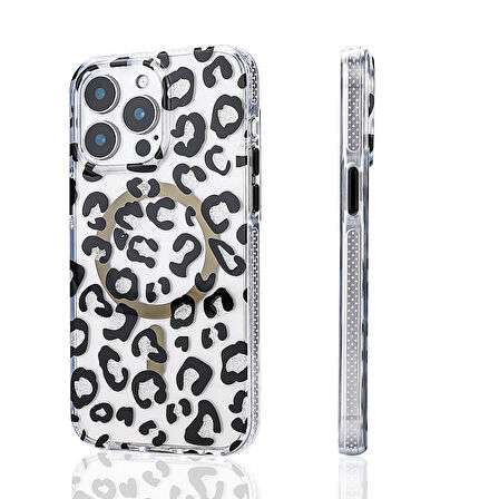 iPhone 16 Pro Max Kılıf Magsafe Şarj Özellikli Leopar Desenli Jago Kılıf