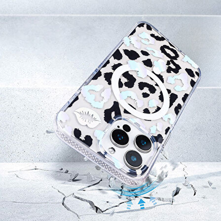 iPhone 14 Pro Max Kılıf Magsafe Şarj Özellikli Leopar Desenli Jago Kılıf