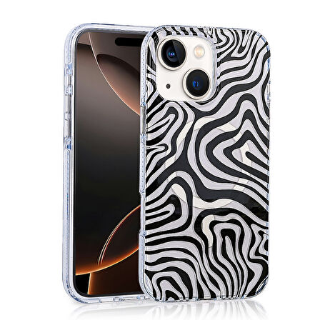 iPhone 13 Kılıf Magsafe Şarj Özellikli Leopar Desenli Jago Kılıf