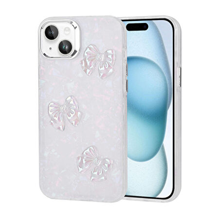 iPhone 15 Plus Kılıf Kabartma Figürlü Parlak Eralli Silikon Kılıf