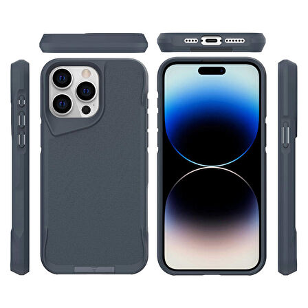 iPhone 15 Pro Max Kılıf Airbag Kenarlı T-Max Mat Standlı Kılıf