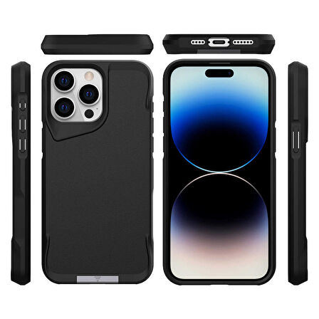 iPhone 15 Pro Kılıf Airbag Kenarlı T-Max Mat Standlı Kılıf