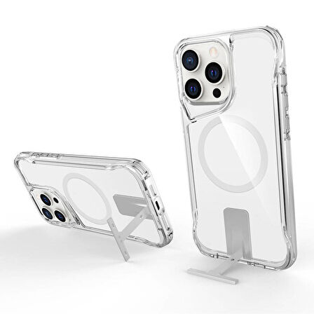 iPhone 15 Pro Max Kılıf Magsafe Şarj Özellikli T-Max Standlı Kılıf