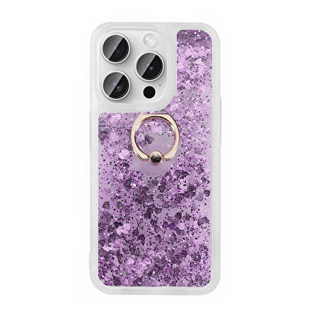 iPhone 15 Pro Max Kılıf Milce Simli Pullu Yüzüklü Kılıf