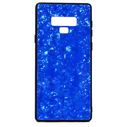 Galaxy Note 9 Kılıf Mermer Desenli Marbel Temperli Cam Silikon Kılıf