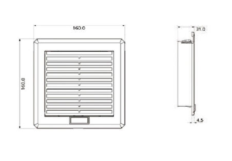Plastim Filtreli Fan Menfezi 160x160 mm IP54