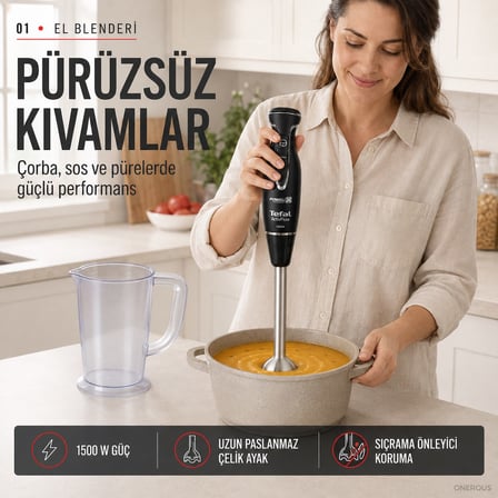 Tefal 1.5 Lt Cam Hazneli Premium Blender Seti 1500W, Tefalin En Güçlüsü, Turbo Fonksiyon, Buz Kırma 
