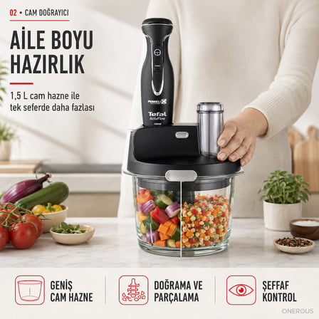 Tefal 1.5 Lt Cam Hazneli Premium Blender Seti 1500W, Tefalin En Güçlüsü, Turbo Fonksiyon, Buz Kırma 
