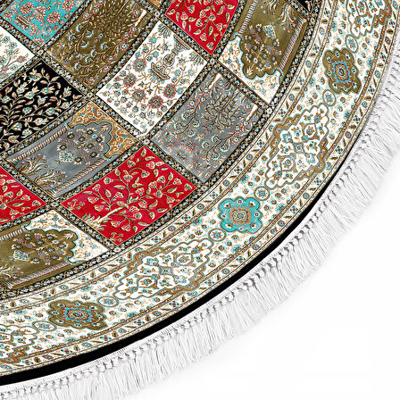 Dekoreko İnci Halı Dijital Saçaklı Yuvarlak 1831 Desen 1