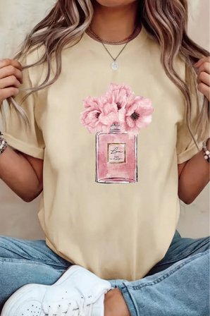 Unisex Parfüm Detaylı Baskılı Tasarım Tshirt