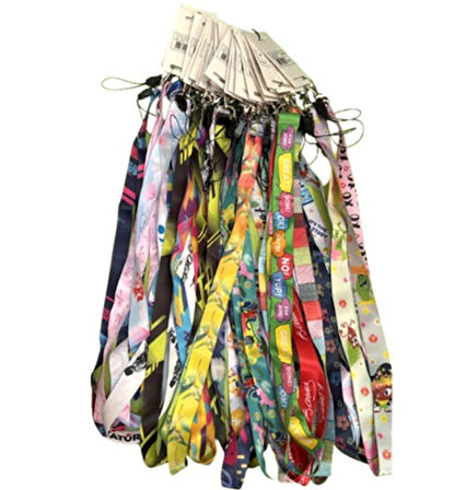 Sarff Desenli Telefon Askı İpi Metal Kancalı Yaka Karti İpi Karışık - 2 adet