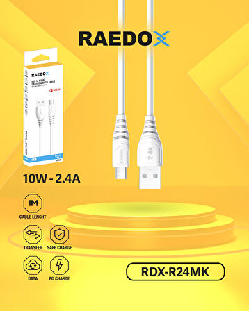 Raedox Usb To Micro 10W 2.4A Hızlı Kablo