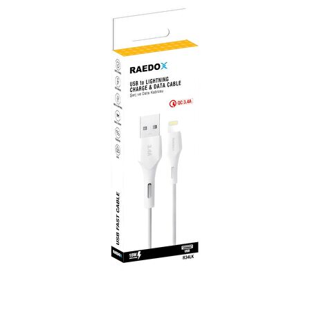 Raedox Usb To Lightning 18W 3.4A Hızlı Kablo