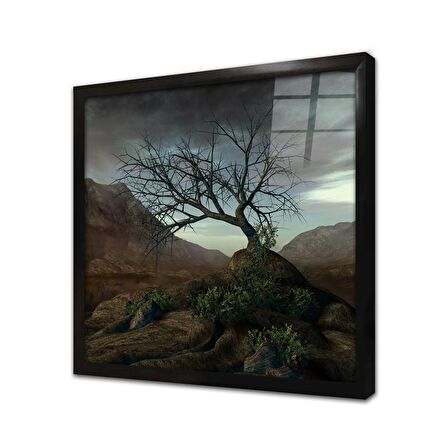 Yeşil Doğa Çerçeveli Cam Tablo