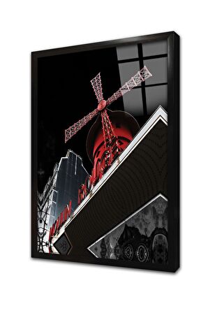 Fransa Moulin Rouge Çerçeveli Cam Tablo