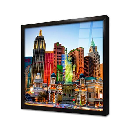 Las vegas Özgürlük Heykeli Çerçeveli Cam Tablo