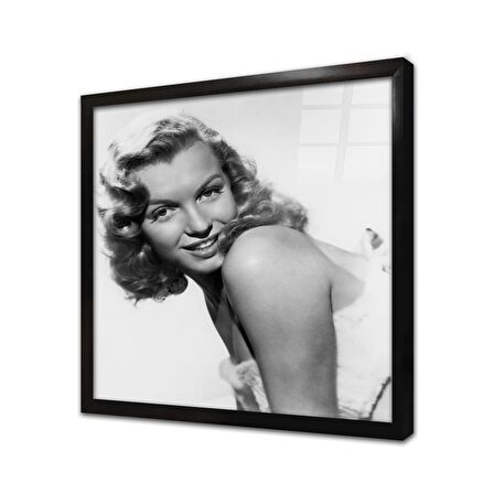 Siyah Beyaz Marilyn Monroe Çerçeveli Cam Tablo
