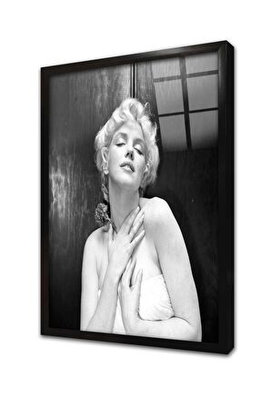 Marliyn Monroe Siyah Beyaz Çerçeveli Cam Tablo