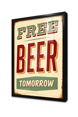 Vintage Retro Görsel Çerçeveli Cam Tablo