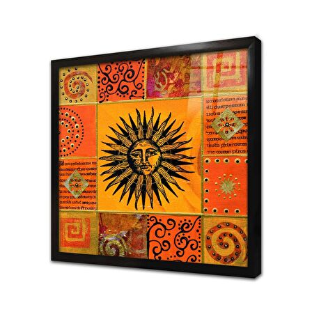 Etnik Motif Çerçeveli Cam Tablo