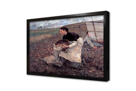 Patates Toplayanlar Çerçeveli Cam Tablo