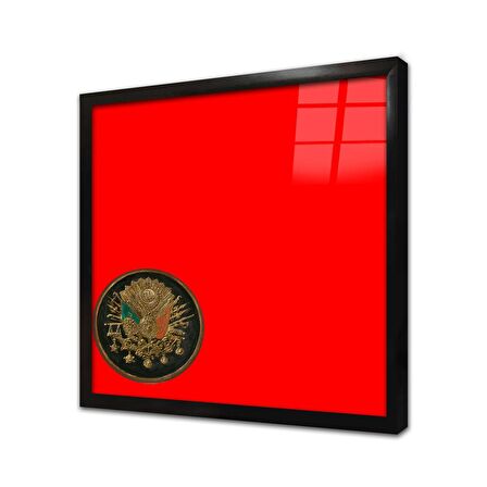 Kaftan Tuğra ve Osmanlı Arması Çerçeveli Cam Tablo