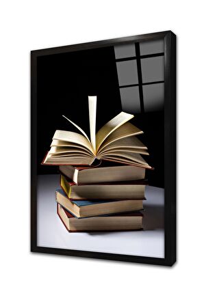 Kitap In Uçuşan Yaprakları Çerçeveli Cam Tablo