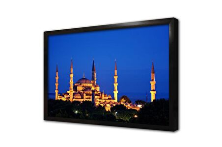 Sultanahmed Camii Gece Çerçeveli Cam Tablo