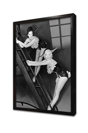 Siyah Beyaz Marilyn Monroe Çerçeveli Cam Tablo