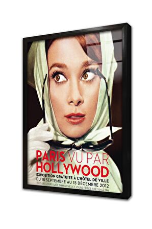 Audrey Hepburn Çerçeveli Cam Tablo