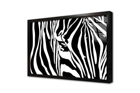 Yakın Çekim Zebra Çerçeveli Cam Tablo