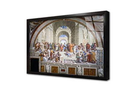 Atina Okulu Raffaello Çerçeveli Cam Tablo