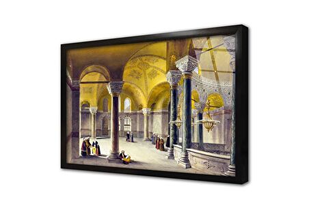 Osmanlı İmparatorluğu Zamanı Ayasofya Camii Çerçeveli Cam Tablo