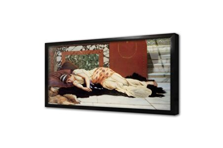 Uyuyan Kadın Çerçeveli Cam Tablo