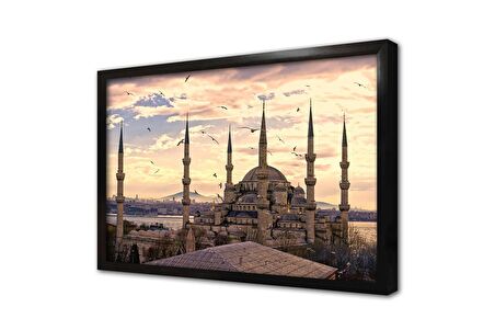 Sultanahmed Camii Gece Çerçeveli Cam Tablo
