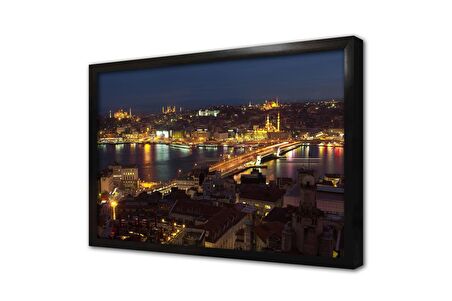 Gece Haliç Çerçeveli Cam Tablo