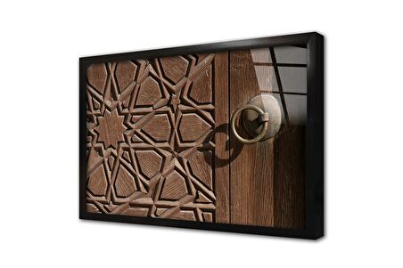 Osmanlı Ahşap Oyma Kapı Çerçeveli Cam Tablo
