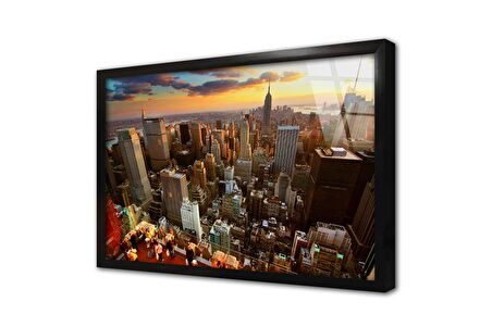 New York Şehir Çerçeveli Cam Tablo