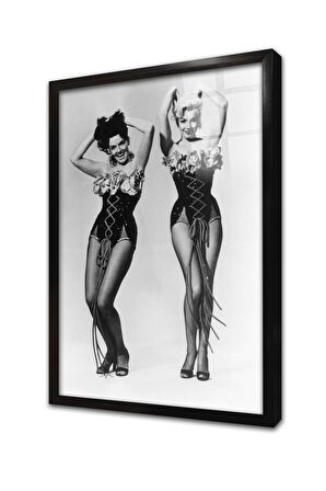 Siyah Beyaz Marilyn Monroe Çerçeveli Cam Tablo