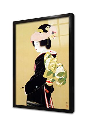 Japon Kadın Çerçeveli Cam Tablo