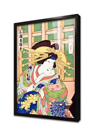 Japon Kadın Çerçeveli Cam Tablo